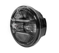SQRHDF Motorcycle Headlight Universal 5.75 Inch Led 12V Headlight Motorcycle DRL 1 3/4 Headlamp For Sportster For Roadster For Glide Dyna Motorcycle Chrome Spotlights(Black)
