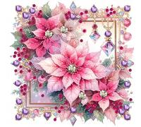 SQS 5D DIY Partial Special Shaped Drill Diamond Painting Kit, DIY Diamond Art Christmas Kits for Adults, Xmas Snowman, House, Flower, Home Decoration Art Craft 30x30 cm (Flower-01)