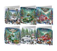SQS 6 Pcs 5D DIY Christmas Diamond Painting Greeting Cards, Classic Style, Resin, 11.81x5.91x0.39 inch, All Ages, Holiday - Christmas, Non-Foldable, DIY Craft Kit