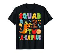 Squad of The Two-A-Saurus 2nd Birthday Boy Dinosaur T-Shirt