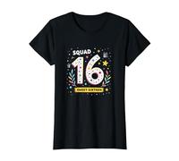 Squad Sweet Sixteen Celebration Gift 16th Birthday T-Shirt, Women, Black, M