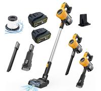 Squaeltirs 3-In-1 Cordless Vacuum Cleaner,for Dewalt 18V 2x 5.5AH Battery,Upright Handheld Stick Vacuum,Brushless,150000r/min,for Pet Hair Hardwood Floor Carpet Car