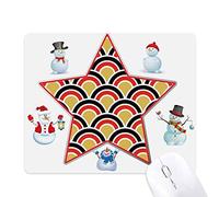 Squama Red Golden Black Pattern Christmas Snowman Family Star Mouse Pad