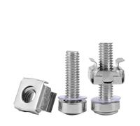 Squar Hole Hardware Cage Nuts ， Card Cage Nut Screw Set M5 M6 16-30mm for Server Rack Cabinet Distribution Shelves Routers(Quantity 10 Sets,M6x16 Nut)