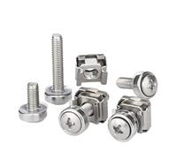 Squar Hole Hardware Cage Nuts ， Stainless Steel M5 M6 Elastic Square Floating Card Cage Nut Screw Set for Server Rack(5pcs,M5x16mm)