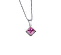 square 1.4ct created pink sapphire pendant necklace for women gemstone choker no chain Made in China