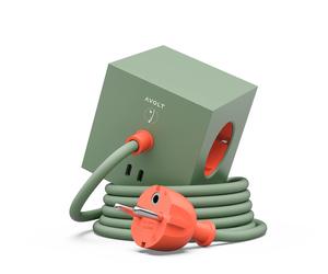 Square 1 - Avolt x Bauhaus socket cube with USB-C limited edition Gecko Bloom dfp Design