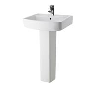 Square 1 Tap Hole Bathroom Basin Sink & Full Pedestal - Balterley - Choose Size