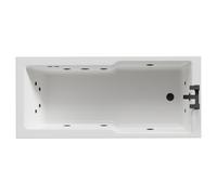 Square 12 Jet Matt Black Flat Jet Single Ended Whirlpool Bath | White | Acrylic | 1700mm x 750mm