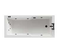 Square 12 Jet Matt Black V-Tec Single Ended Whirlpool Bath | White | Acrylic | 1700mm x 750mm