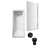 Square Single Ended 1700x700 with Leg Set & Chrome Screen & Black Waste