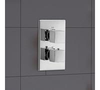 Square 2 Dial 2 Way Concealed Thermostatic Shower Chrome Nes Home Silver One Size