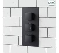 Square 3 Dial 2 Outlet Concealed Thermostatic Shower Matt Black Nes Home Black One Size