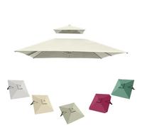 Square 3x3m Replacement Canopy for Patio Umbrella, 8 Ribs, UV-Resistant Outdoor Cover, Ideal for Poolside, Courtyard, Beige, Double Top Design