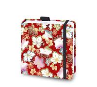 Square 5.1x 5.1 165gsm Colored Pencil Paint Journal Hardbound 128pgs（64 Sheets Front Back Cold Pressed） Travel for Calligrapher Colored Pencil Sketch Doodles Handmade Cloth Cover Leaf red