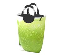 Square 50l Foldable Laundry Hamper - Waterproof Canvas Basket Cyan Fruit Print Dirty Clothes Storage Bag With Handles For Laundry Room, Dorm, Bedroom