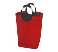 Square 50l Foldable Laundry Hamper - Waterproof Canvas Basket Red Stripe Print Dirty Clothes Storage Bag With Handles For Laundry Room, Dorm, Bedroom