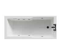 Square 6 Jet Matt Black Flat Jet Single Ended Whirlpool Bath | White | Acrylic | 1700mm x 750mm
