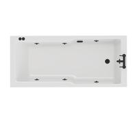 Square 6 Jet Matt Black V-Tec Single Ended Whirlpool Bath | White | Acrylic | 1700mm x 750mm