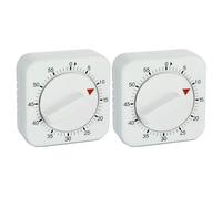 Square 60 Minute Mechanical Kitchen Timer, Easy to Use Visual Cooking Timer with Strong Magnet and Loud Alarm, Manual Countdown Timer for Classroom, Home, Study and Cooking (2 Pack)