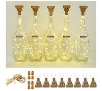 Square 8 Pack Solar Powered Wine Bottle Lights, 20 LED Waterproof Copper Cork Lights for Wedding, Christmas, Holiday, Garden, Patio, Pathway, Outdoor (Warm White)