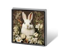 Square A Beautiful White Rabbit Brooch Classic Mini Pin 0.7 Inch Aluminum Alloy Lapel Pin Personalized Button Badge for Backpack Hat Suit Jacket Clothing Decoration