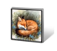 Square A Sleeping Fox Lapel Pin Metal Brooch Personalized Novelty Pin Cute Button Badge Safety Pin Fashion Jewelry Accessories Gift for Clothes Hat Backpack Bag
