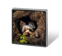 Square A Yorkshire Terrier Nestled in A Hole Brooch Classic Mini Pin 0.7 Inch Aluminum Alloy Lapel Pin Personalized Button Badge for Backpack Hat Suit Jacket Clothing Decoration