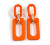 Square Acrylic Drop Earrings/Orange/70mm Long