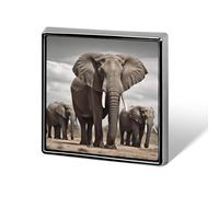 Square African Elephant Brooch Classic Mini Pin 0.7 Inch Aluminum Alloy Lapel Pin Personalized Button Badge for Backpack Hat Suit Jacket Clothing Decoration