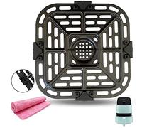 Square Air Fryer Grill Pan for Instants Vortex 2QT Mini Air Fryer Oven, 6.88IN Upgraded Air Fryer Grill Plate Rack Grid with Rubber Bumpers for Instants 2QT Air Fryer, Nonstick, Dishwasher Safe