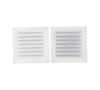 Square Air Vent Grille 150x150mm with Insect Mesh - Stainless Steel Louvred Wall Vent for Bathroom Kitchen HVAC System Black(2PCS White)
