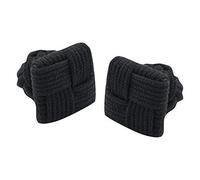 Square and Round Silk Knot Cloth Cufflinks in Black Colour
