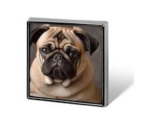 Square Animal Pug Dog Brooch Classic Mini Pin 0.7 Inch Aluminum Alloy Lapel Pin Personalized Button Badge for Backpack Hat Suit Jacket Clothing Decoration