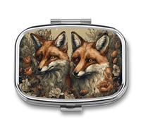 Square Animals and Flowers Pill Organizer Pill Box 3 Compartment Portable Travel Medicine Case Daily Mini Compact Medicine Container Storage Vitamin Supplement Dispenser