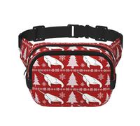 Square Arctic-Whale-Xmas Double-Layer Sport Fanny Pack Waist Pack Large Crossbody Waist Bag for Running Travel Walking