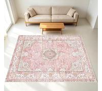 Square Area Rug Distressed floral pattern, pink, 150 x 150cm