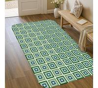 Square Area Rug, Modern Contemporary Rectangle Line Spring Green Non-Slip Edge Binding Doormat Throw Rug Rectangle Laundry Room Bathroom Doorway Entryway Decor 3' X 5'