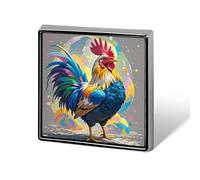 Square Art Colorful Chicken Brooch Classic Mini Pin 0.7 Inch Aluminum Alloy Lapel Pin Personalized Button Badge for Backpack Hat Suit Jacket Clothing Decoration