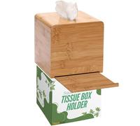 Square Bamboo Tissue Box Cover, 16 X 14 X 14 cm, Decorative Box Cover for Home and Office