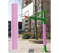 Square Basketball Goal Padding for Pole Wrap Around, 7 X 7 Support Post Pole Cover for Basement Garage Inground, Custom Collapse Barrier Attachment(Pink,H 48"(4ft))