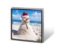 Square Beach Sandy Snowman Brooch Classic Mini Pin 0.7 Inch Aluminum Alloy Lapel Pin Personalized Button Badge for Backpack Hat Suit Jacket Clothing Decoration
