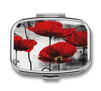 Square Beautiful Flower Pill Organizer Pill Box 3 Compartment Portable Travel Medicine Case Daily Mini Compact Medicine Container Storage Vitamin Supplement Dispenser