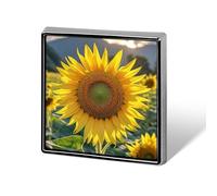 Square Beautiful Sunflower Brooch Classic Mini Pin 0.7 Inch Aluminum Alloy Lapel Pin Personalized Button Badge for Backpack Hat Suit Jacket Clothing Decoration