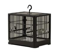 Square Bird Cage Small Parrot Cage Portable Bird Aviary with Standing Pole, Detachable Tray and Hook Handle Flight Cage(Nero)