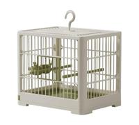 Square Bird Cage Small Parrot Cage Portable Bird Aviary with Standing Pole, Detachable Tray and Hook Handle Flight Cage(Wei)