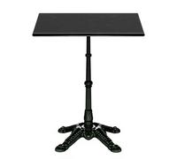 Square Bistro Table Marble Table Top 60 x 60 cm Cast Iron Base Art Nouveau Black