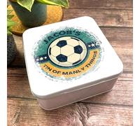 Square Bits & Bobs Retro Football Things Personalised Men's Storage Tin Personalised Gift | Custom Gift | Personalized Tin | Personalised Tins | Gift For Her | Gift For Him