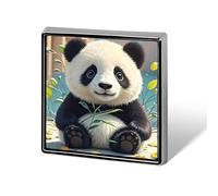Square Black And White Panda Brooch Classic Mini Pin 0.7 Inch Aluminum Alloy Lapel Pin Personalized Button Badge for Backpack Hat Suit Jacket Clothing Decoration
