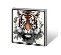 Square Black And White Tiger Brooch Classic Mini Pin 0.7 Inch Aluminum Alloy Lapel Pin Personalized Button Badge for Backpack Hat Suit Jacket Clothing Decoration